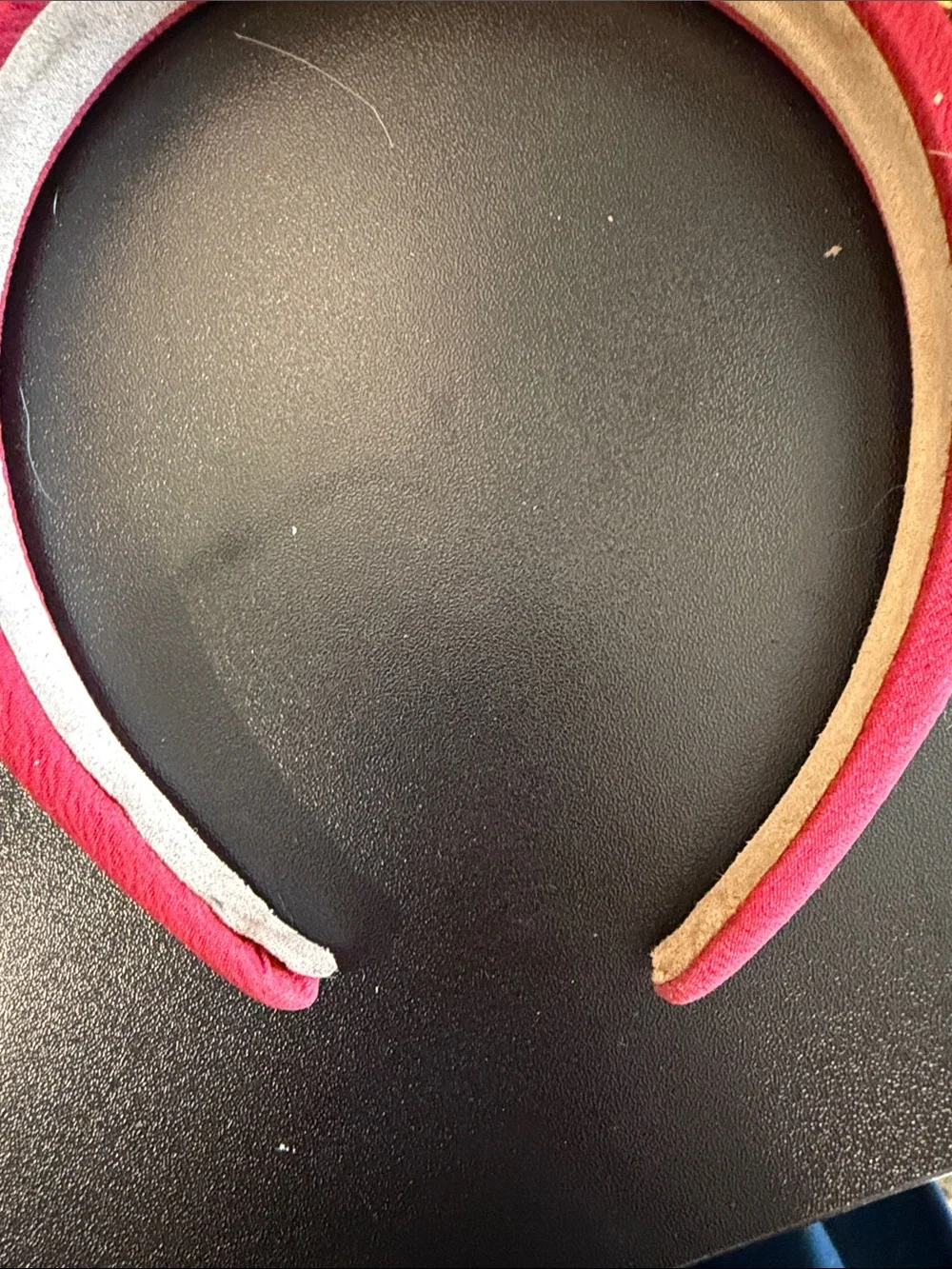 Gold Crystal Leaf Embellished Red Padded Headband